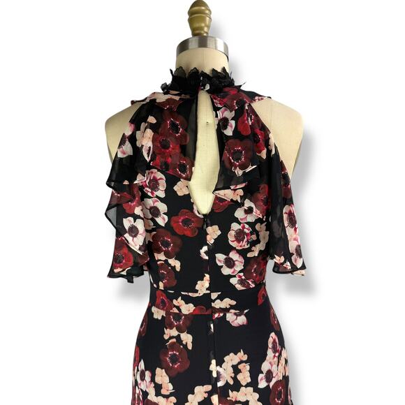 New w/Tag NICHOLAS silk floral ruffle tiered asymmetrical Goddess gown - Picture 11 of 17